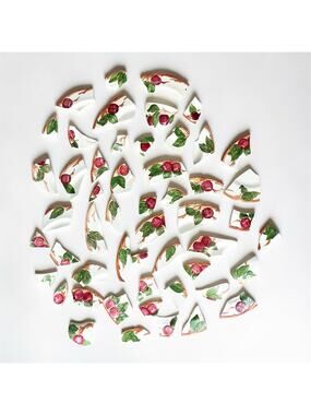 1970s Vintage Franciscan “Apple” 50+ 4.12lbs Broken Earthenware Mosaic Tiles